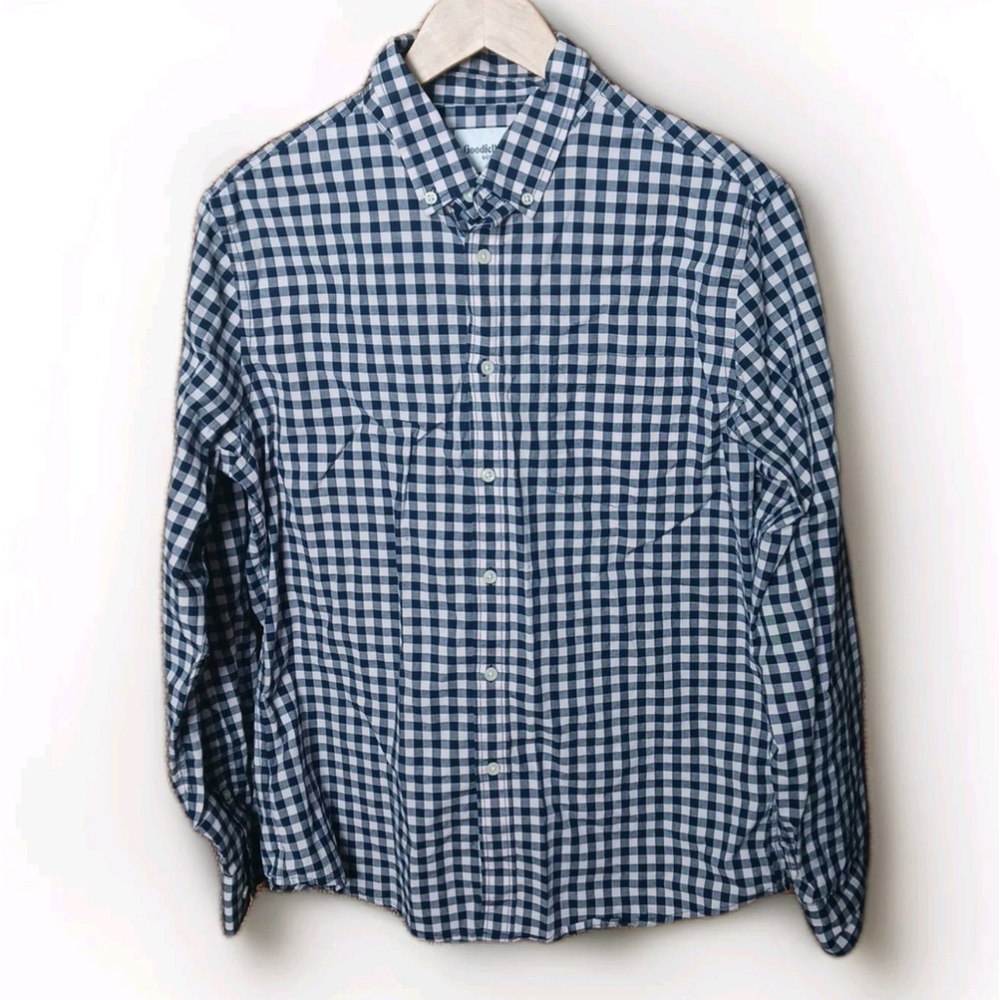 Goodfellow & Co Mens Plaid Button Down Shirt Large Blue Pink